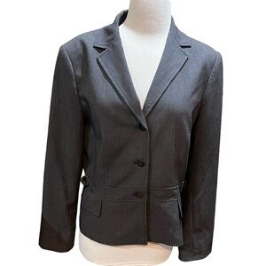 Calvin Klein Gray Blazer with Buckle Detail & Faux Pockets Size 14